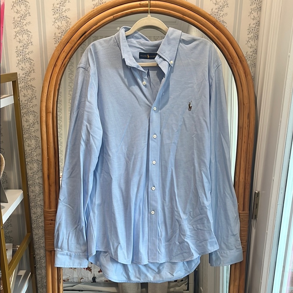 NWOT Polo by Ralph Lauren Men's Light Blue knit button up Shirt